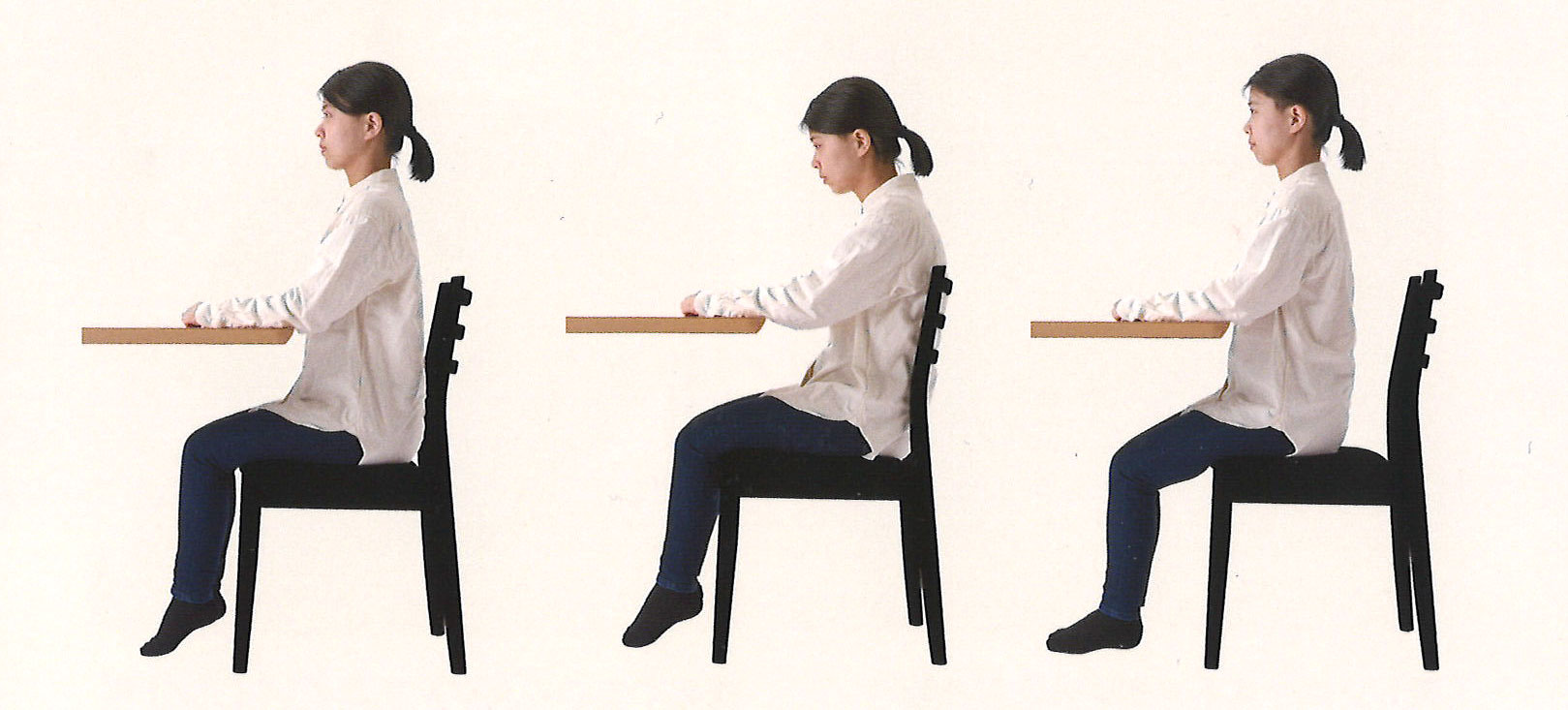 一般的な椅子で起きる三つの座り方の比較